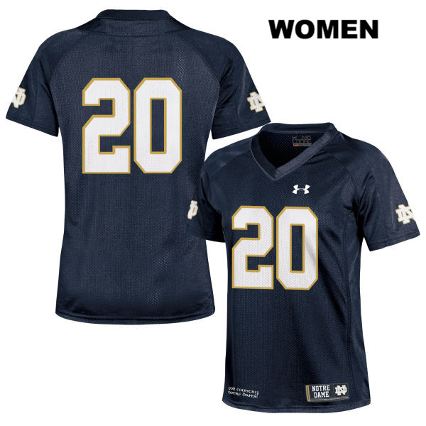 Women's NCAA Notre Dame Fighting Irish #20 C'Bo Flemister Stitched College Under Armour Authentic Navy No Name Football Jersey GB10W24DC